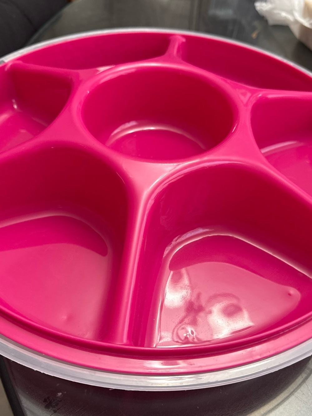 Bright Pink Sectioned Party Snack Tray - Disposable Tableware